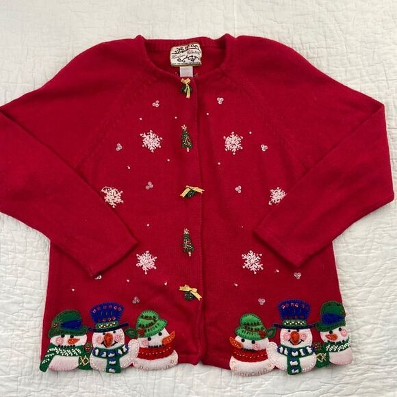 Vintage Heirloom Collectibles Christmas Embroidered Cardigan size Small - Picture 1 of 9